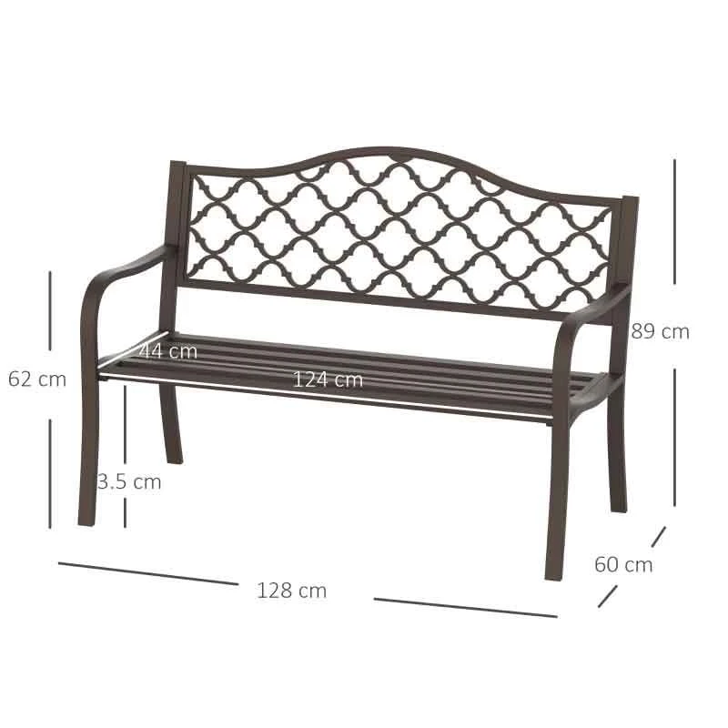Outsunny 2-Seater Cast Iron Garden Bench - Black - 84B-186 - Image 3