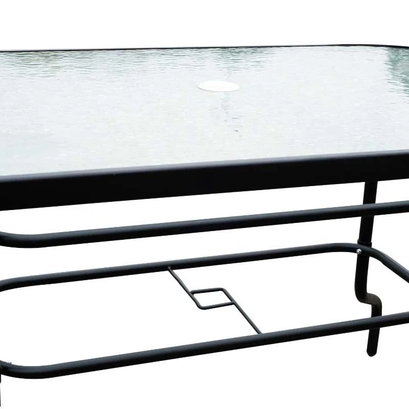 Outsunny 8 Piece Dining Set With 6 Folding Chairs & Umbrella - Beige - 84B-191 - Image 9