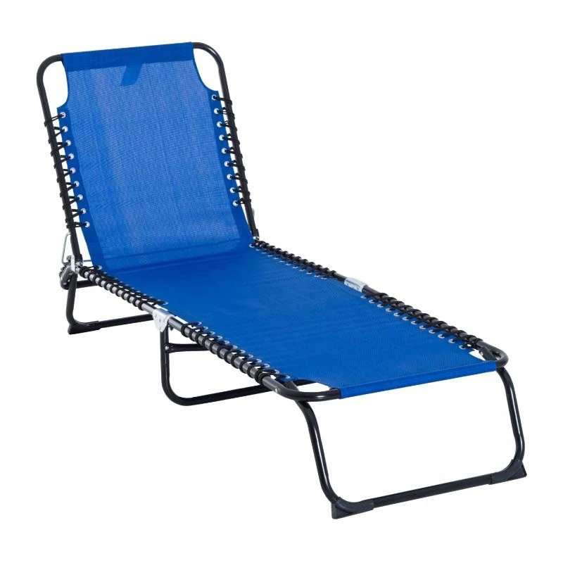 Outsunny Reclining Sun Lounger - Blue - 84B-206 - Image 2
