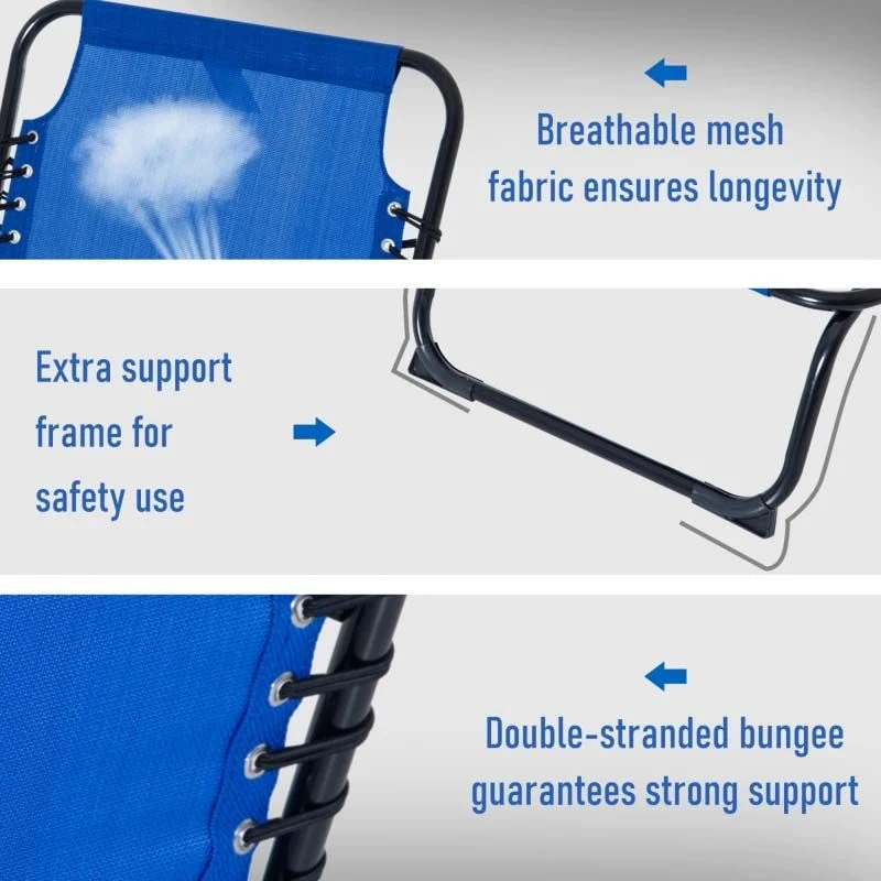 Outsunny Reclining Sun Lounger - Blue - 84B-206 - Image 6