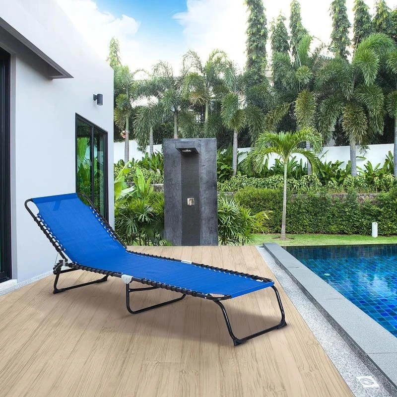 Outsunny Reclining Sun Lounger - Blue - 84B-206