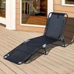 Outsunny Reclining Sun Lounger - Black - 84B-206BK