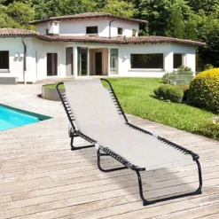 Outsunny Reclining Sun Lounger - White - 84B-206CW