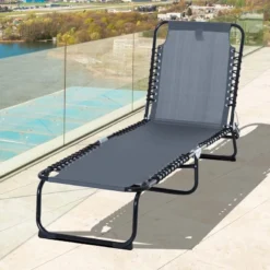 Outsunny Reclining Sun Lounger - Grey - 84B-206GY