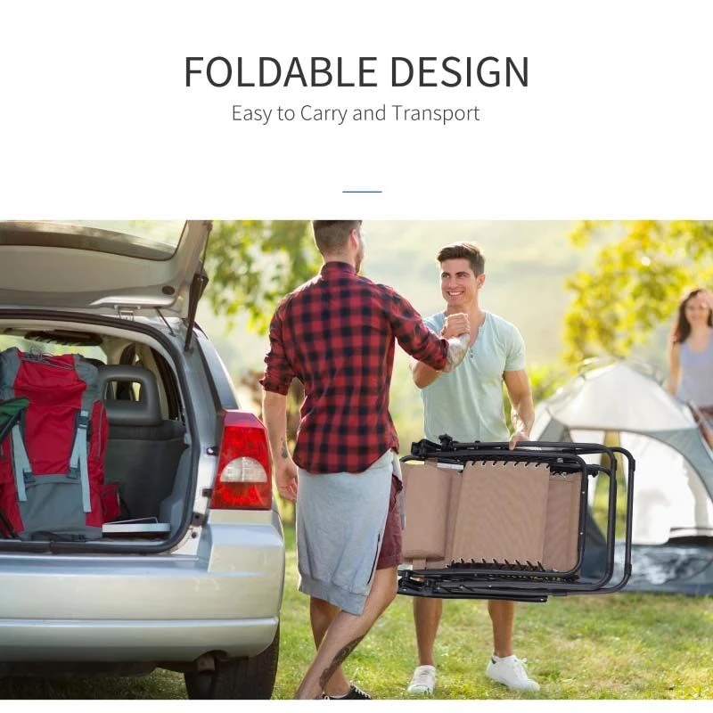 Outsunny Reclining Sun Lounger With Pillow - Beige - 84B-227CW - Image 5