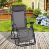Outsunny Reclining Sun Lounger With Pillow - Grey - 84B-227GY