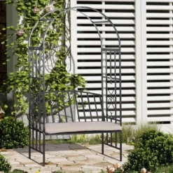 Outsunny Metal Frame Arch Garden Bench - Grey - 84B-261