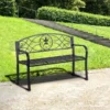 Outsunny 2 Seater Metal Frame Garden Bench 1280x500x910mm - Black - 84B-284