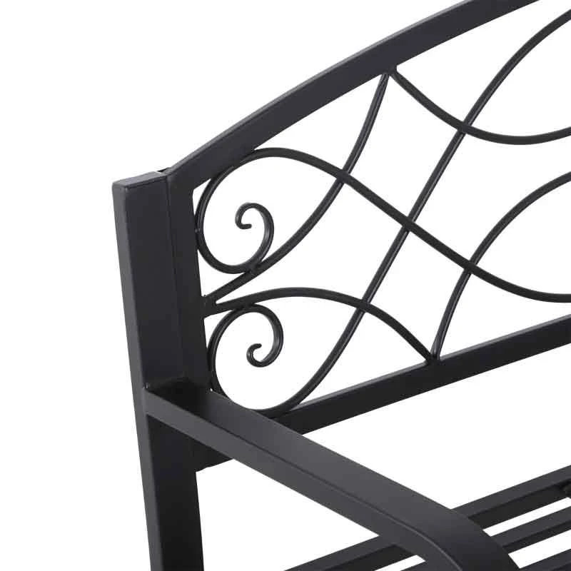 Outsunny 2 Seater Metal Frame Garden Bench 1280x500x910mm - Black - 84B-284 - Image 8