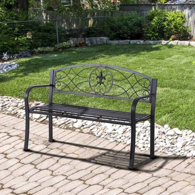 Outsunny 2 Seater Metal Frame Garden Bench 1280x500x910mm - Black - 84B-284 - Image 10