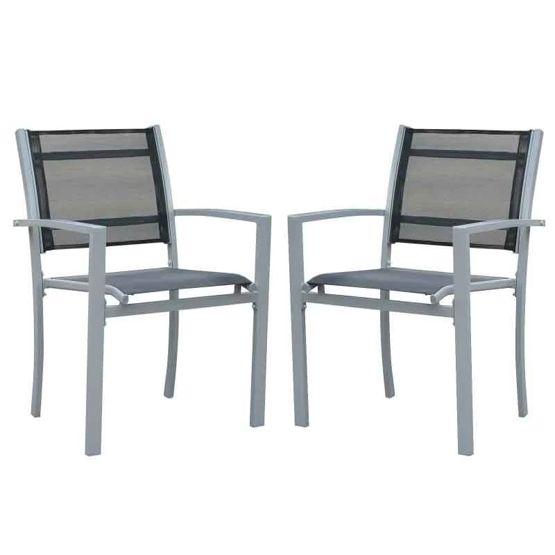Outsunny Set Of 2 Metal Garden Chairs - Grey - 84B-293 - Image 2