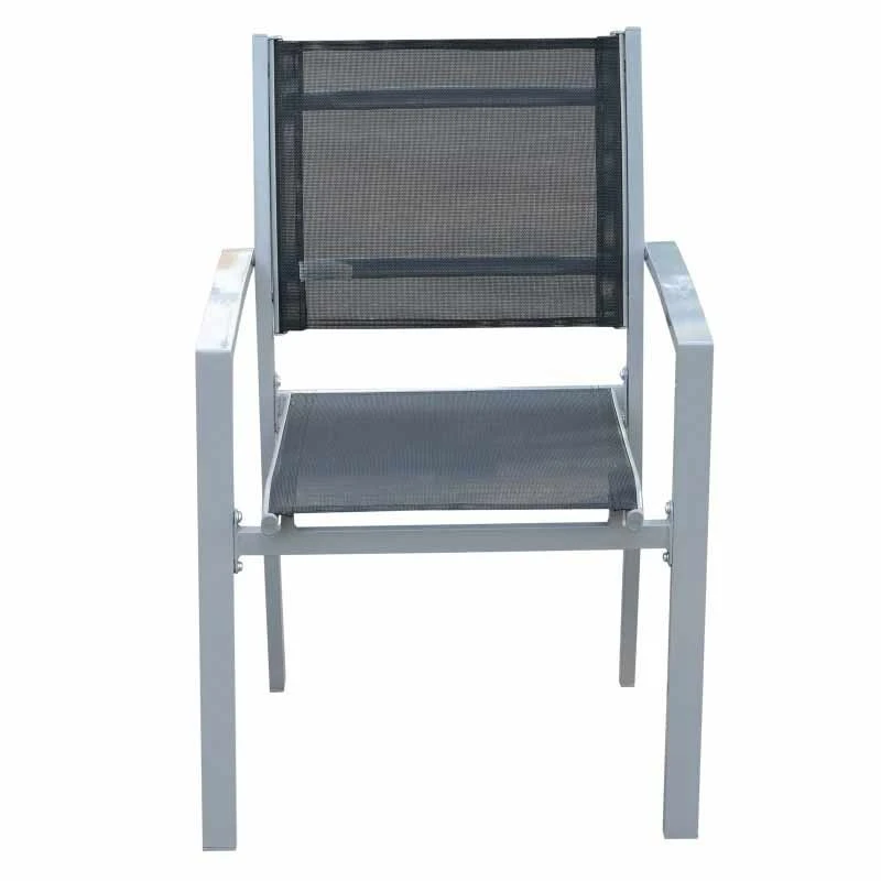 Outsunny Set Of 2 Metal Garden Chairs - Grey - 84B-293 - Image 6
