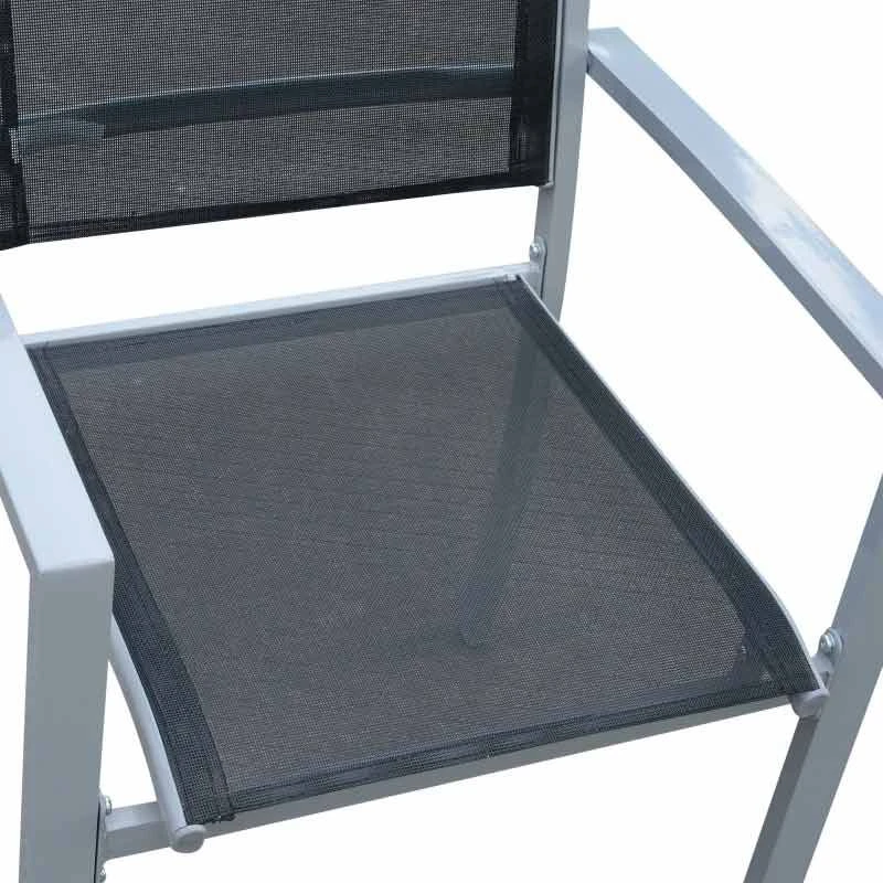 Outsunny Set Of 2 Metal Garden Chairs - Grey - 84B-293 - Image 9