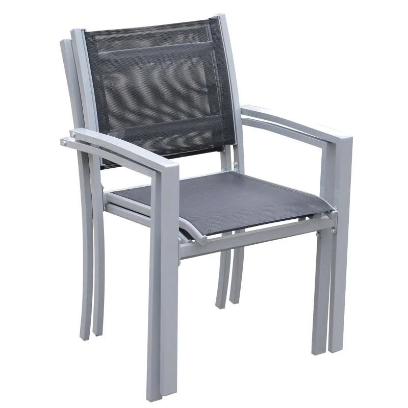 Outsunny Set Of 2 Metal Garden Chairs - Grey - 84B-293 - Image 10