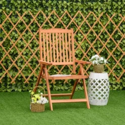 Outsunny 5-Position Backrest Acacia Wooden Chair - Red Brown - 84B-312