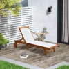 Outsunny Wooden Reclining Sun Lounger - White - 84B-325