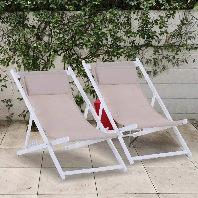 Outsunny 2-Piece Garden Deck Chairs - White - 84B-342WT - Image 8