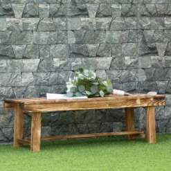 Outsunny 2-Seater Wooden Garden Bench - Carbonised - 84B-362CF