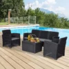 Outsunny 5-Seater Rattan Garden Furniture Set - Black - 84B-366V70BK
