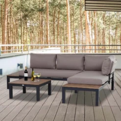 Outsunny 3 Piece Garden Furniture Set - Grey - 84B-377V70