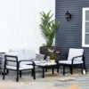 Outsunny 4-Seater Metal Garden Furniture Set - Black - 84B-379V70BK