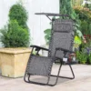 Outsunny Reclining Sun Lounger With Sun Shade - Grey - 84B-388CG