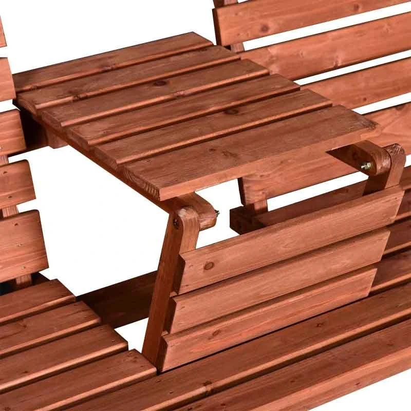 Outsunny Fir Wood Convertible 2 To 3 Seater Outdoor Garden Bench Wood Tone - 84B-395 - Image 9