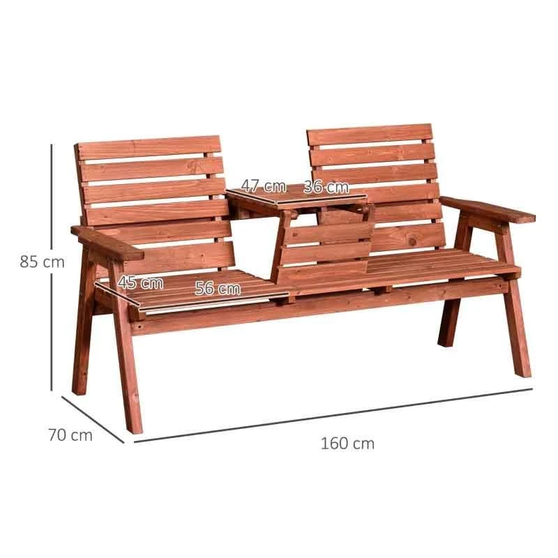 Outsunny Fir Wood Convertible 2 To 3 Seater Outdoor Garden Bench Wood Tone - 84B-395 - Image 3
