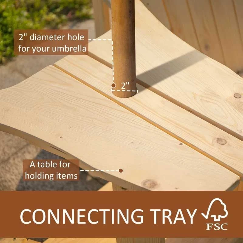 Outsunny 2-Seater Garden Bench With Table - Natural - 84B-396ND - Image 6