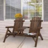 Outsunny Wooden Chair Garden Bench 2 Seats With Table - 84B-398