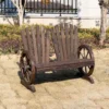 Outsunny 2-Seater Wheel Wooden Garden Bench - 84B-406