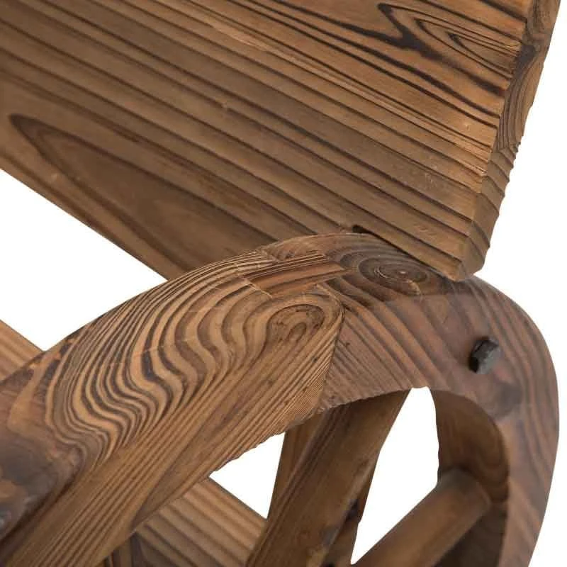 Outsunny Wooden Wagon Wheel Garden Bench - Brown - 84B-408 - Image 10
