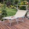 Outsunny Reclining Sun Lounger With Sun Shade - Beige - 84B-433BG