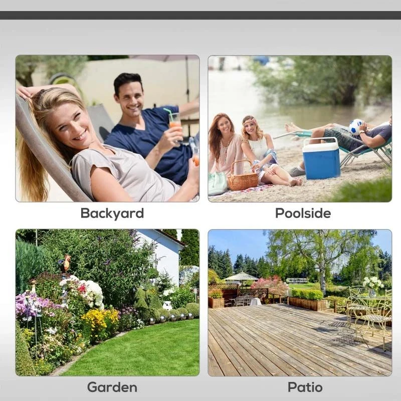 Outsunny Reclining Sun Lounger With Sun Shade - Black - 84B-433CG - Image 7