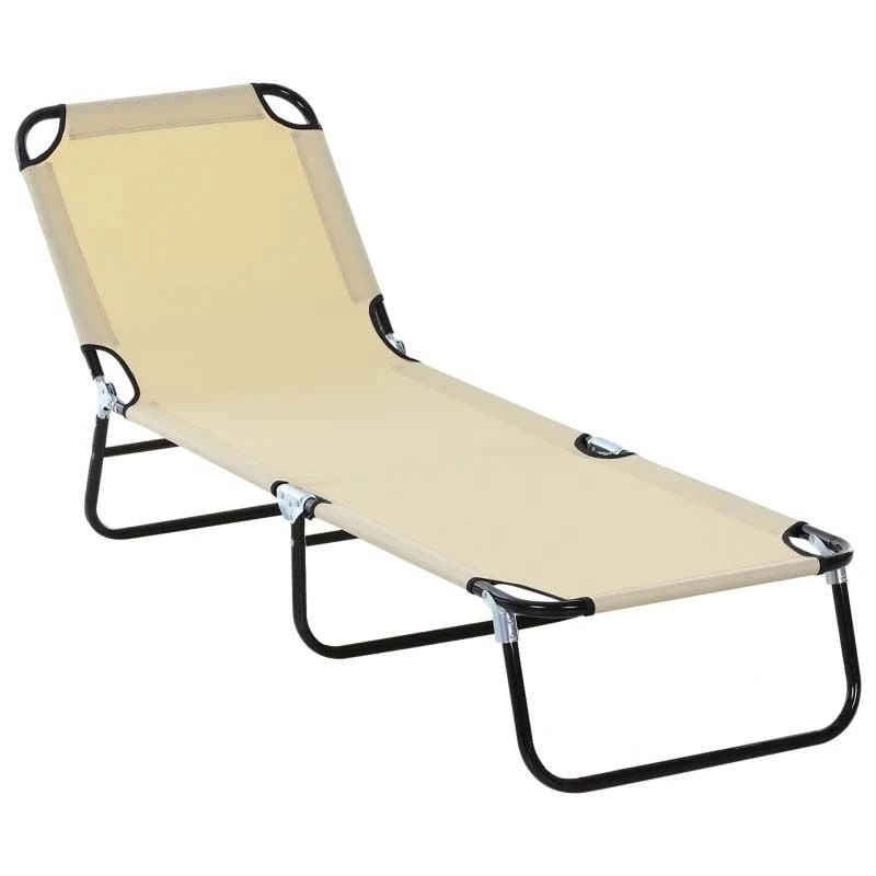 Outsunny Reclining Sun Lounger - Beige - 84B-442CW - Image 2