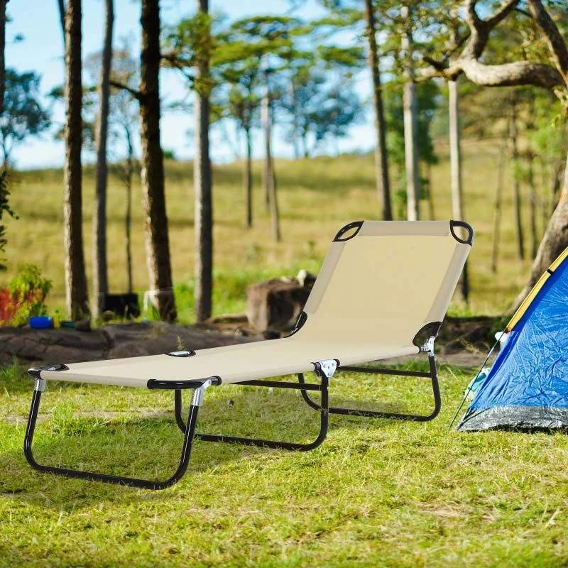 Outsunny Reclining Sun Lounger - Beige - 84B-442CW - Image 7