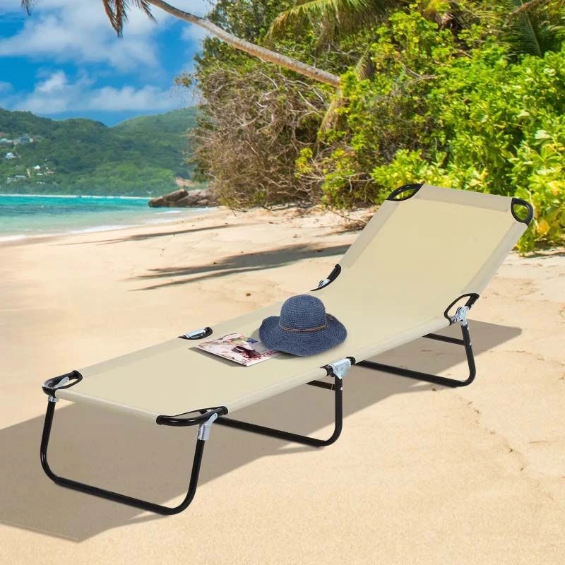 Outsunny Reclining Sun Lounger - Beige - 84B-442CW
