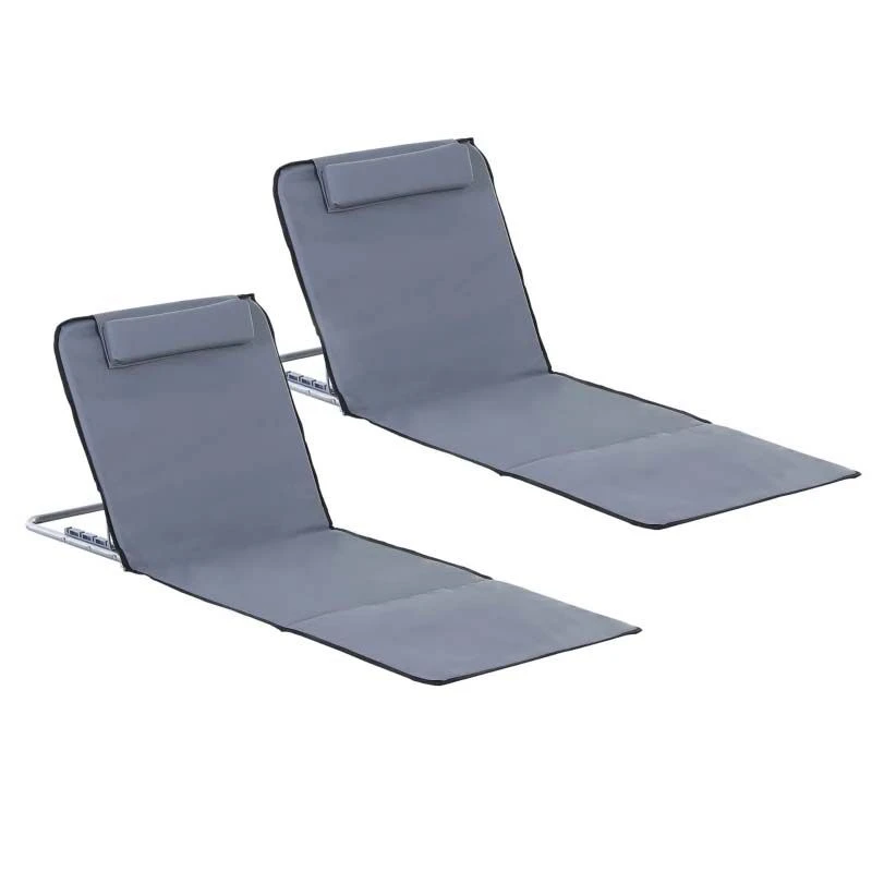 Outsunny 2-Piece Folding Beach Mats - Grey - 84B-455V70 - Image 2