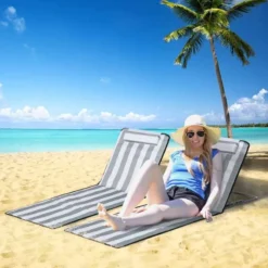 Outsunny 2 Piece Beach Mats With Bag - Grey - 84B-455V70LG