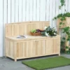 Outsunny Wooden Storage Garden Bench - Natural - 84B-460