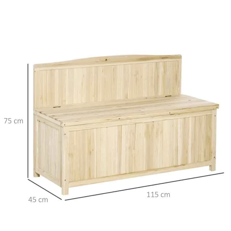 Outsunny Wooden Storage Garden Bench - Natural - 84B-460 - Image 3