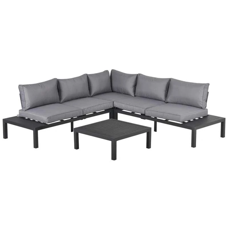 Outsunny 4 Piece L-shape Garden Furniture Set - Black/Grey - 84B-474 - Image 2