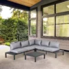 Outsunny 4 Piece L-shape Garden Furniture Set - Black/Grey - 84B-474