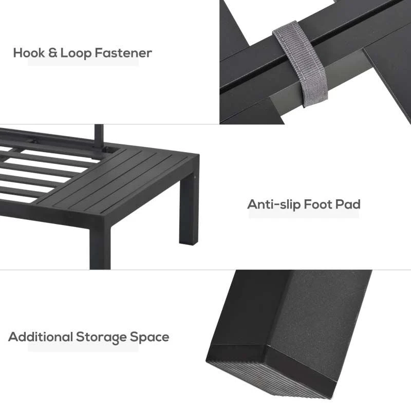 Outsunny 4 Piece L-shape Garden Furniture Set - Black/Grey - 84B-474 - Image 5