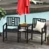 Outsunny 2 Seat Garden Chair Bench With Coffee Table - Metal - Black - 84B-494V01