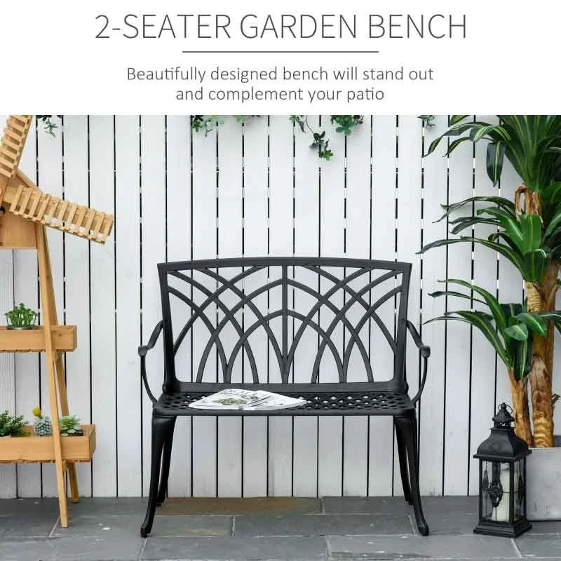 Outsunny 2-Seater Aluminium Garden Bench - 84B-503 - Image 4