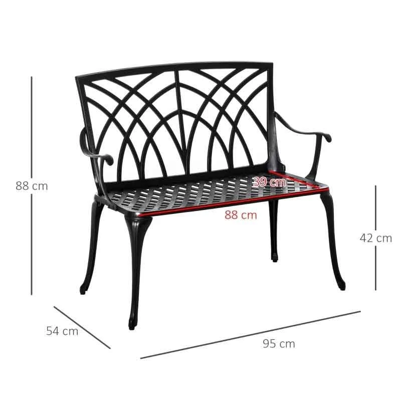 Outsunny 2-Seater Aluminium Garden Bench - 84B-503 - Image 3