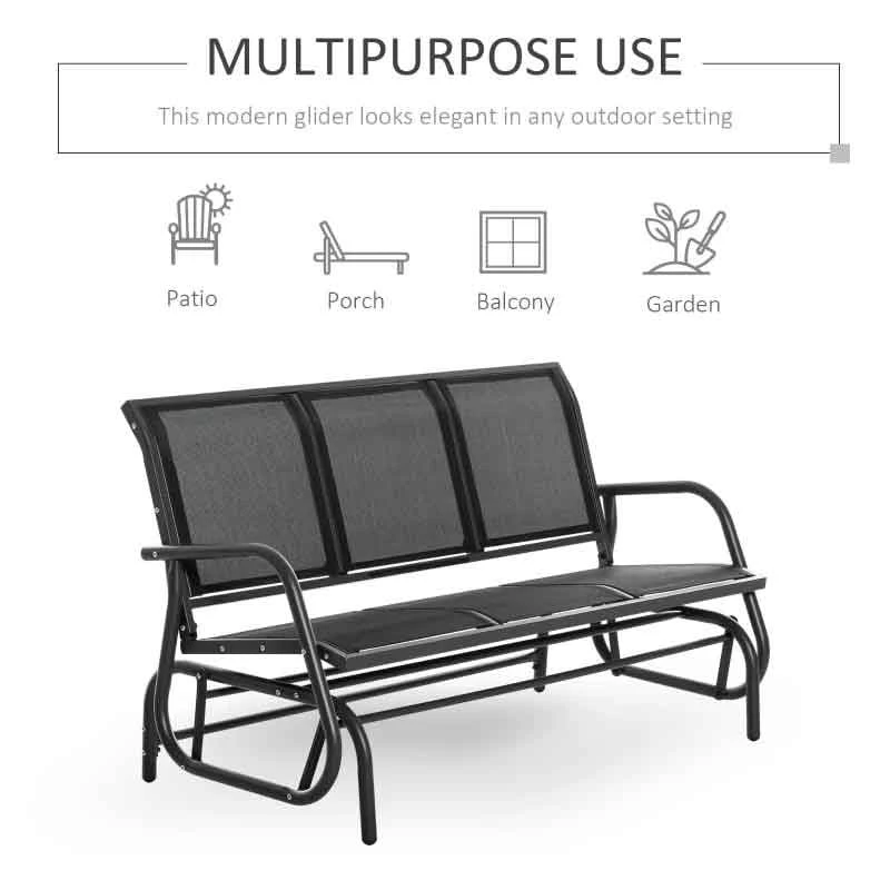Outsunny 3-Seat Glider Rocking Garden Bench For 3 People - Texteline - 84B-531 - Image 6