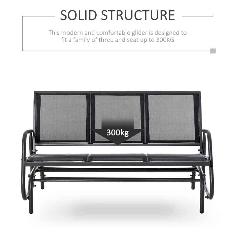 Outsunny 3-Seat Glider Rocking Garden Bench For 3 People - Texteline - 84B-531 - Image 7