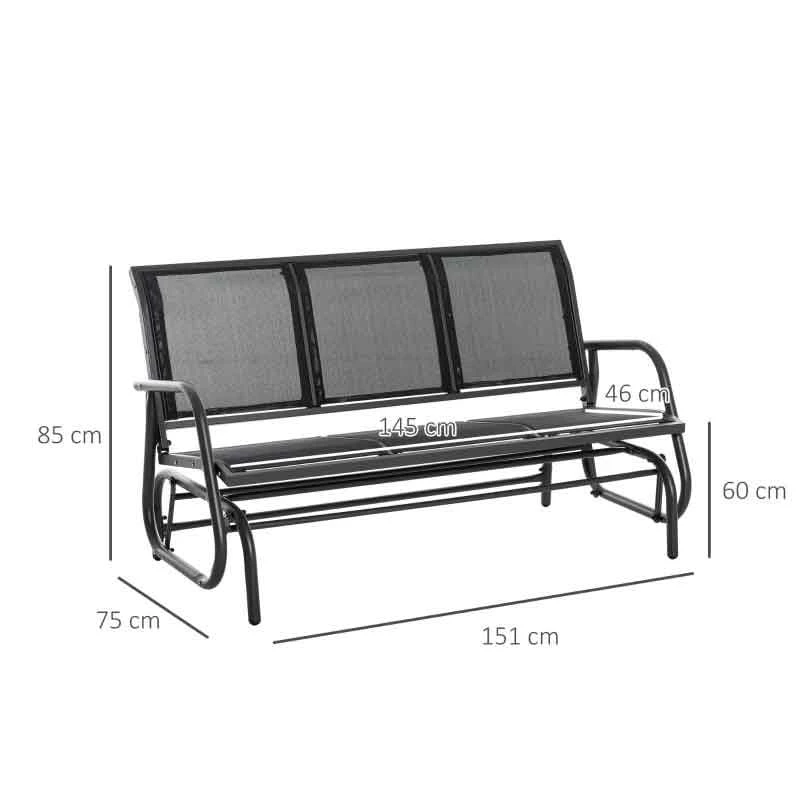 Outsunny 3-Seat Glider Rocking Garden Bench For 3 People - Texteline - 84B-531 - Image 3